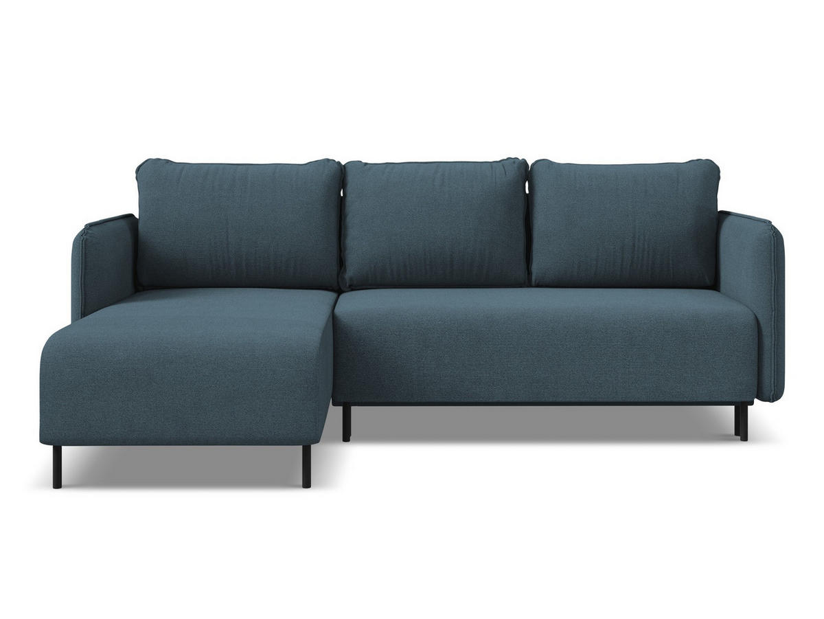 ECKSOFA mit Schlaffunktion Strukturstoff Stoff Blau - Blau/Blaugrau, Holz/Textil (162/236cm) - Makamii