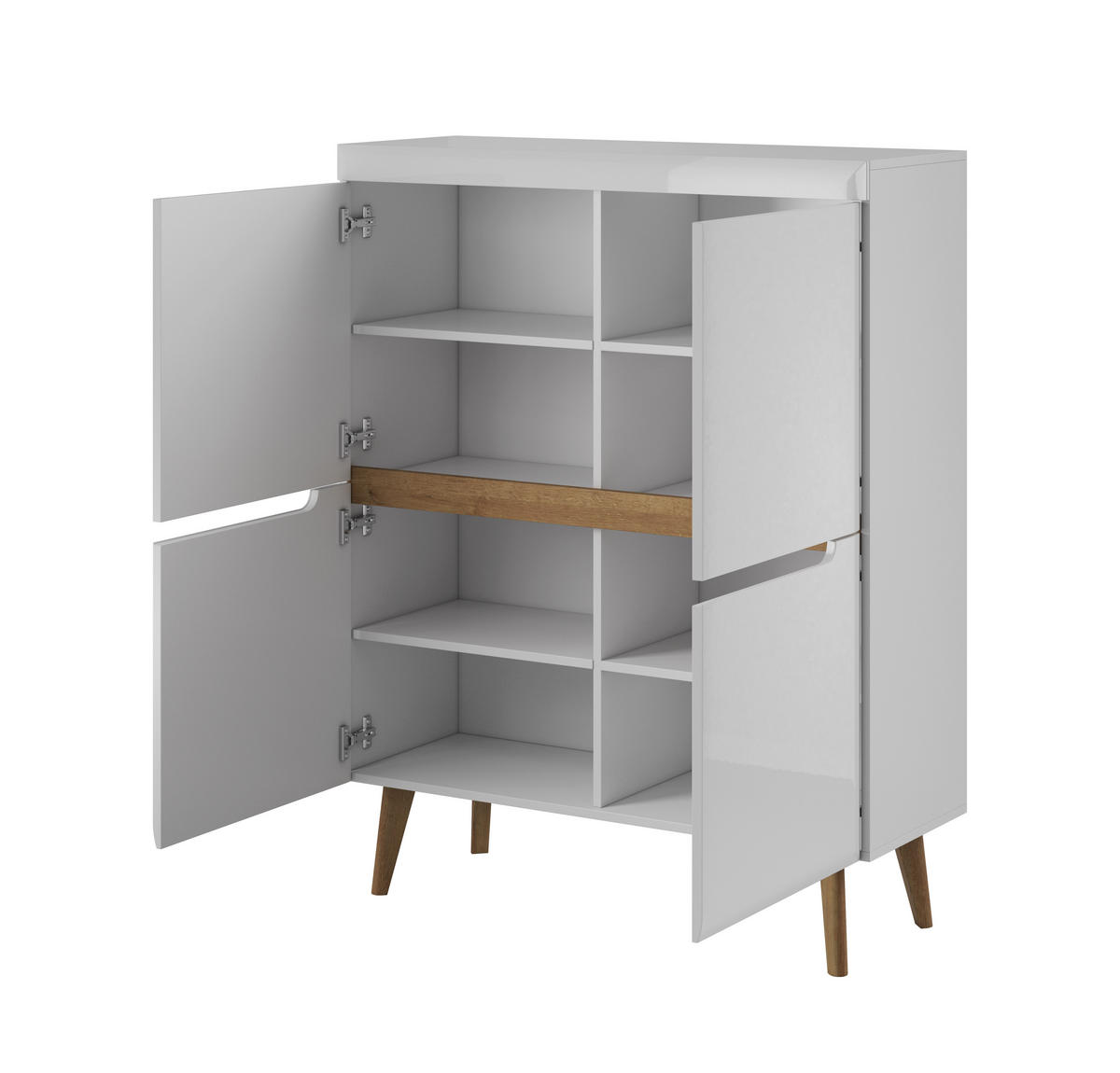 KOMMODE Nodis Weißer Glanz, Kommode mit Schubladen - Weiß/Braun, Holzwerkstoff (107/134/40cm) - Bettso