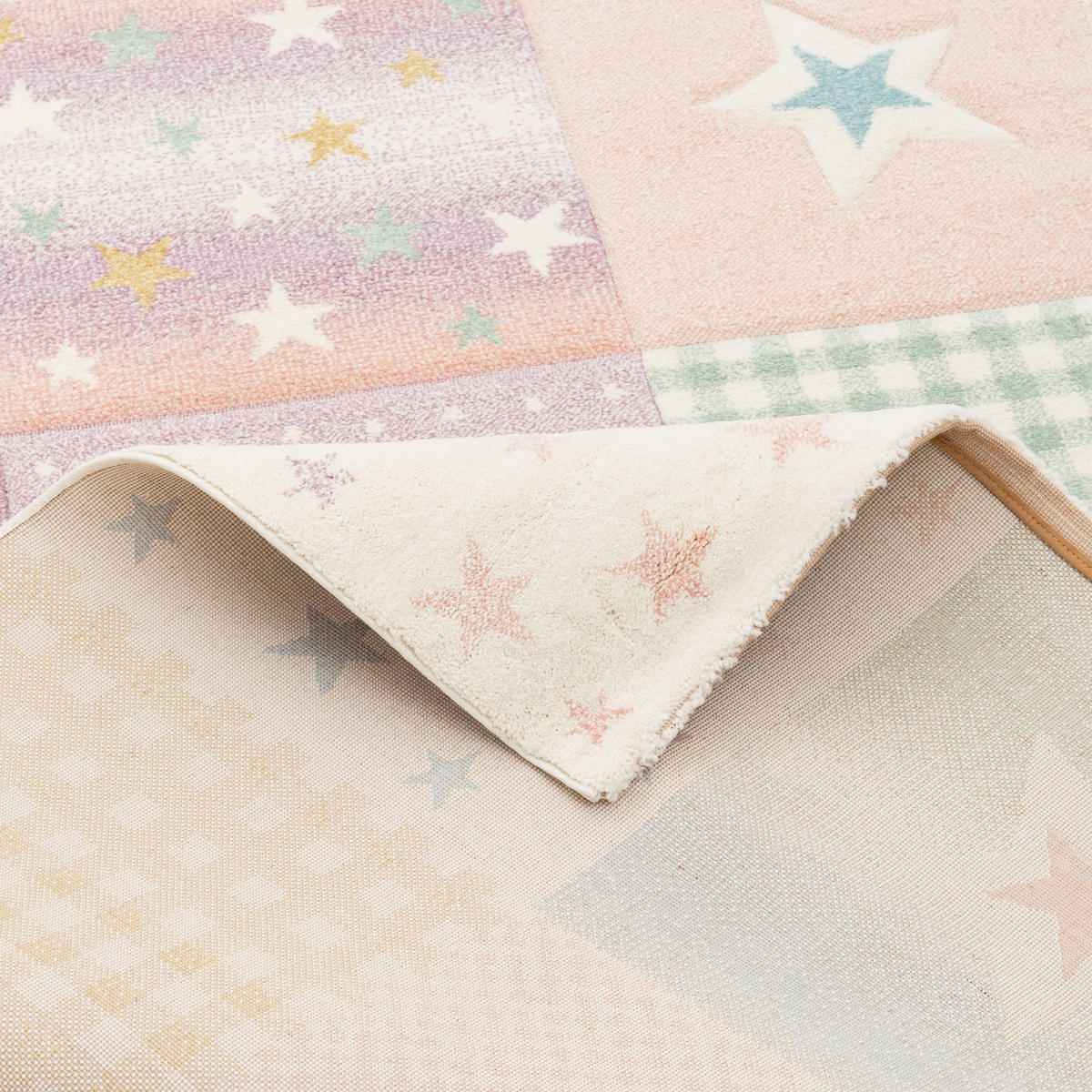 KINDER TEPPICH MAUI KIDS KARO STARS - Rosa, Textil (120/170cm) - Pergamon