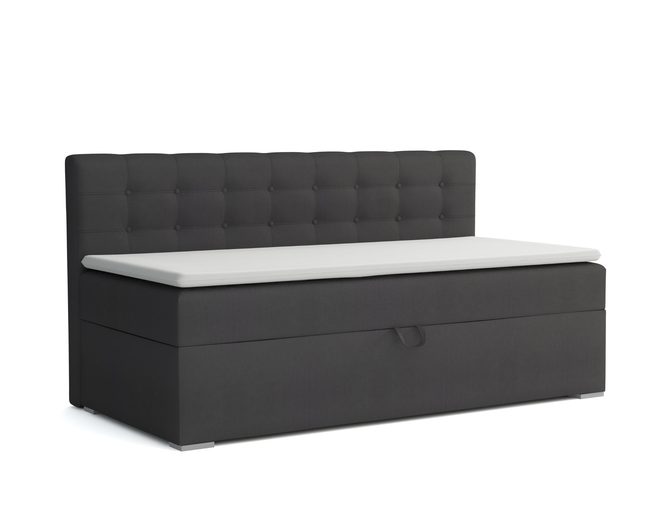 BOXBETT PATI 90/200 Dunkelgrau mit Bonell-Federkernmatratze H3 - Dunkelgrau, Holz/Holzwerkstoff (90/200cm) - Deine Möbel 24
