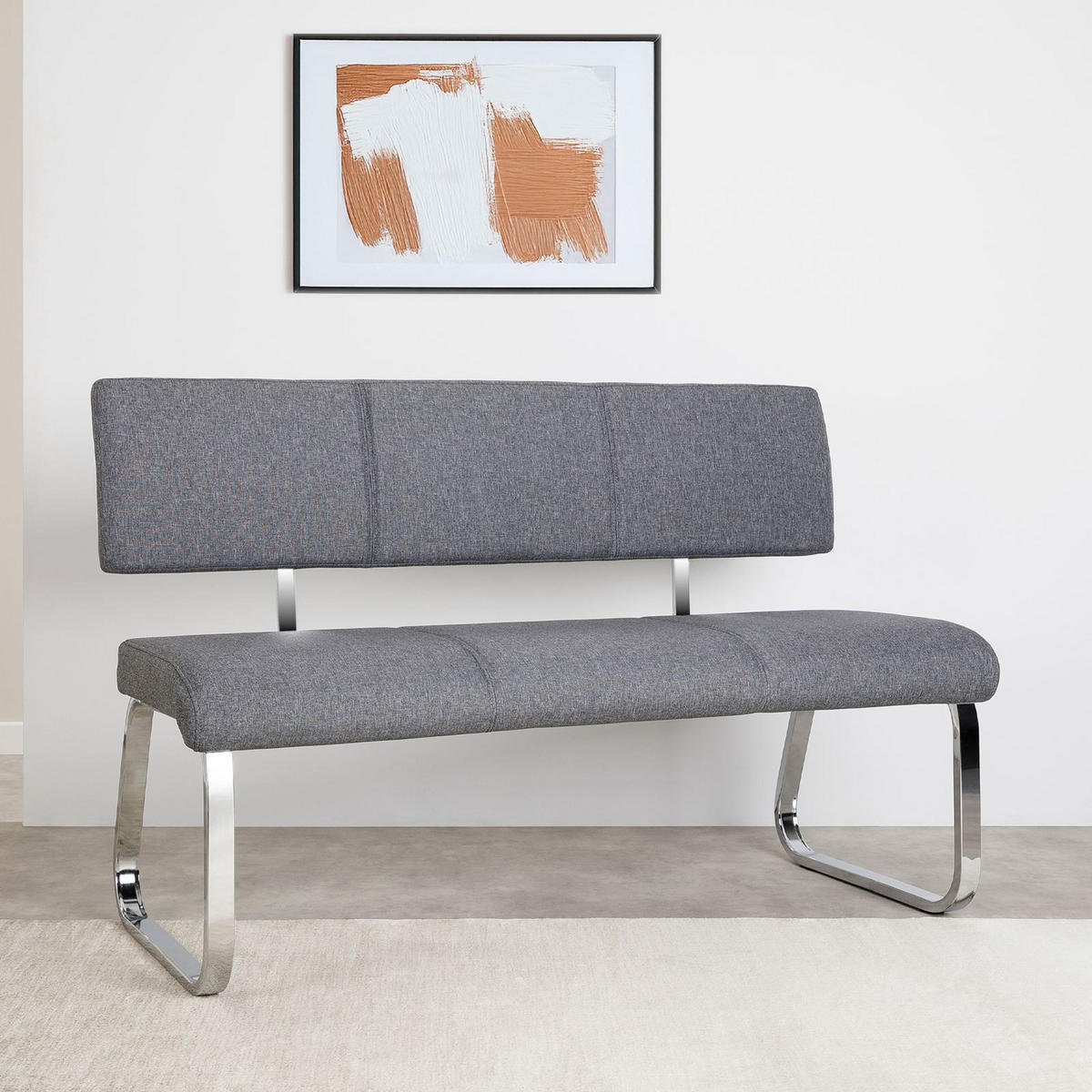 ESSZIMMERBANK VILAS grau - Grau, Textil/Metall (136/89/59cm) - IDIMEX