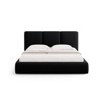 BETT mit Bettkasten und Kopfteil Nicolas aus Samt schwarz 200x200cm - Schwarz, Textil (200/200cm) - Cosmopolitan Design