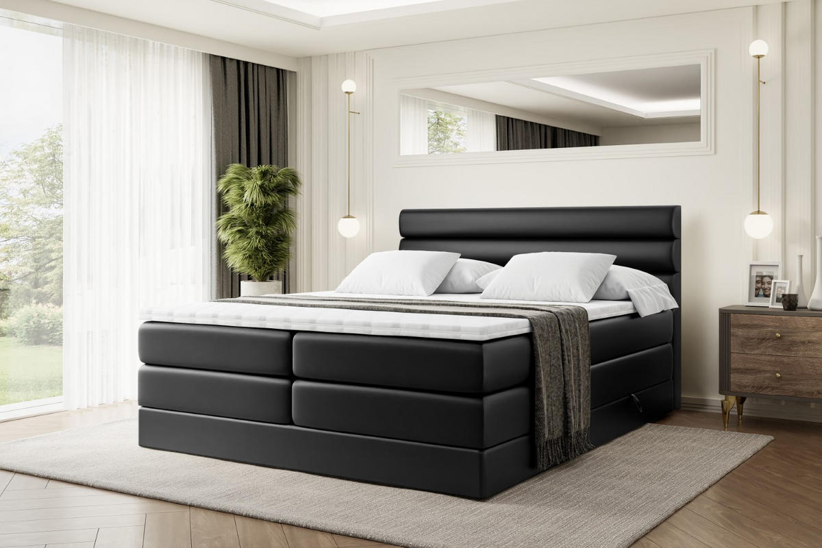 BOXSPRINGBETT CELESTIA KING - 120x200 - H3/H4 - Schwarz Hochglanz - Schwarz Hochglanz, Holzwerkstoff (120/200cm) - ALTDECOR