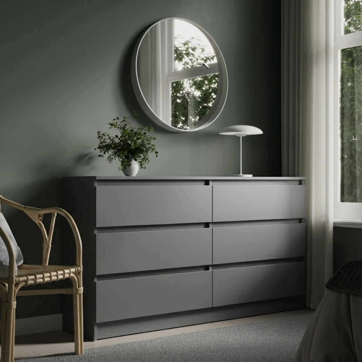 KOMMODE mit 6 Schubladen 140 cm breit in anthrazit - Anthrazit, Holzwerkstoff (140/77.5/35cm) - Home Collective