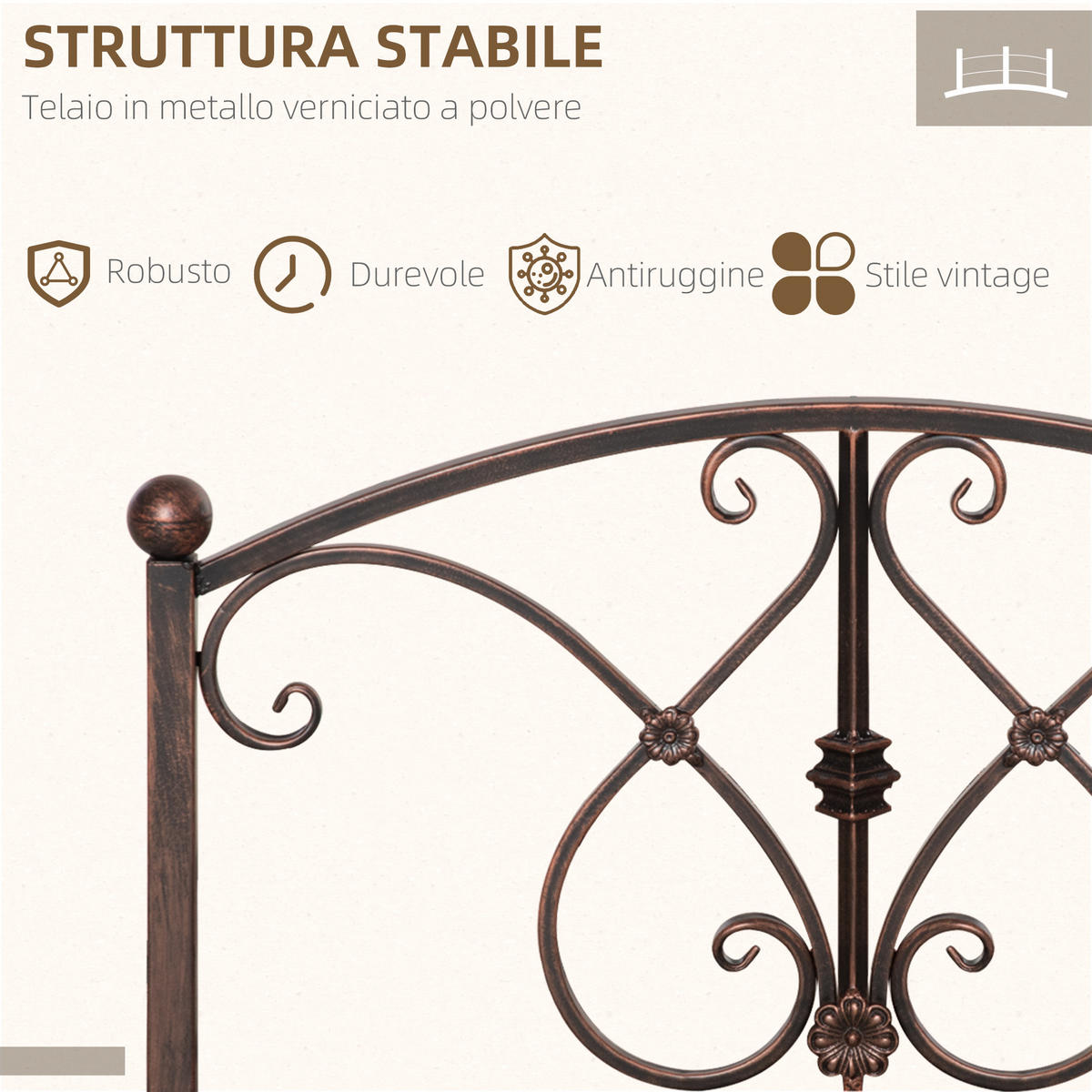GARTENBRÜCKE,METALL Vintage floral,schwarz - Braun, Metall (99/68/53cm) - Vallsero
