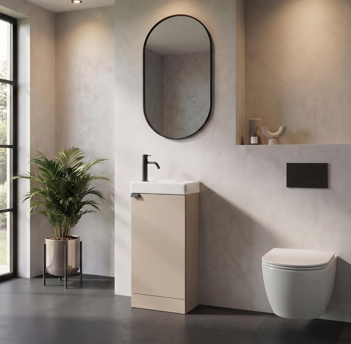GÄSTE-WC-MÖBELSET Orion 2 Teile Cashmere - 40 x 22 x 88 cm - Kaschmir, Holz (40/88/22cm) - Badplaats