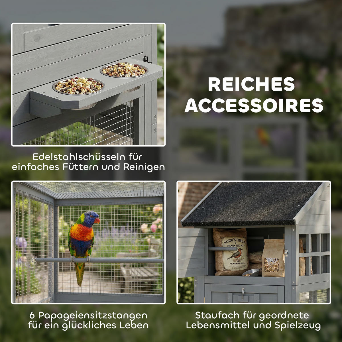 VOLIERE DE-10872 Grau - Grau, Holzwerkstoff (60/164.5/196cm) - ComfortXL