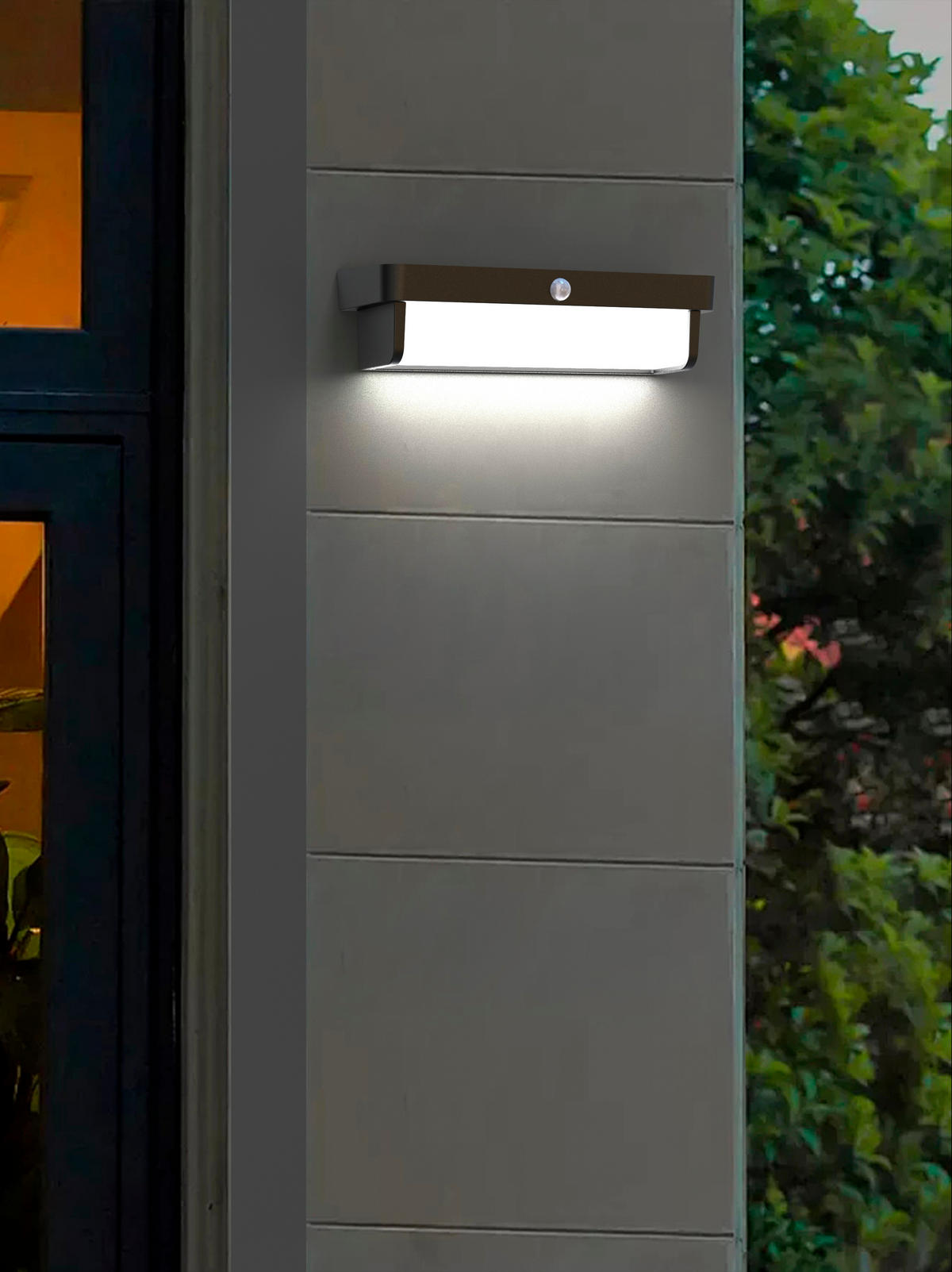 ALUMINIUM-SOLAR-WANDLEUCHTE Outdoor mit Bewegungsmelder IP54 dimmbar - Schwarz, Metall (7.6/30/8.5cm) - Northpoint