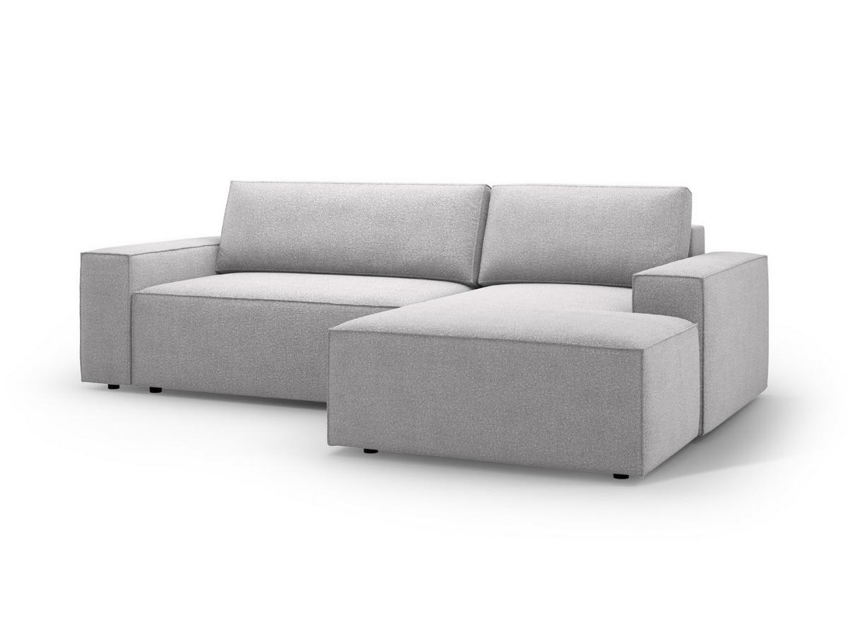 ECKSOFA ausklappbar rechts mit Container Jodie aus Boucle hellgrau 3 Sitzplätze - Hellgrau, Textil (151/246cm) - Micadoni