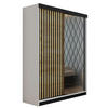 SCHIEBETÜRENSCHRANK MALANI - Weiß & Eiche Craft Gold 138x205x59 cm - Honigeiche/Weiß, Holzwerkstoff (138/205/59cm) - Kier Furniture