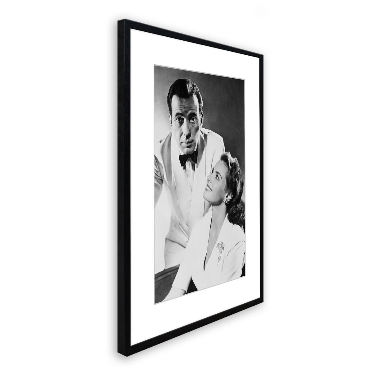 BILD mit Rahmen 51x71 cm Humphrey Bogart Casablanca Schwarz-Weiß - Weiß, Holz (51/71cm) - artissimo