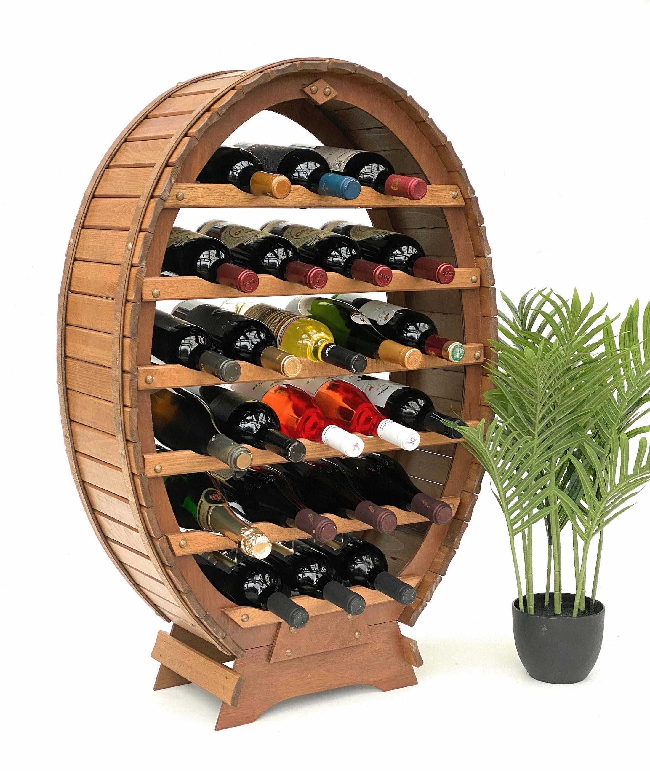 WEINREGAL Weinfass Stehend für 24 Flaschen Holz Braun - Braun, Holz (62/90/24cm) - DanDiBo