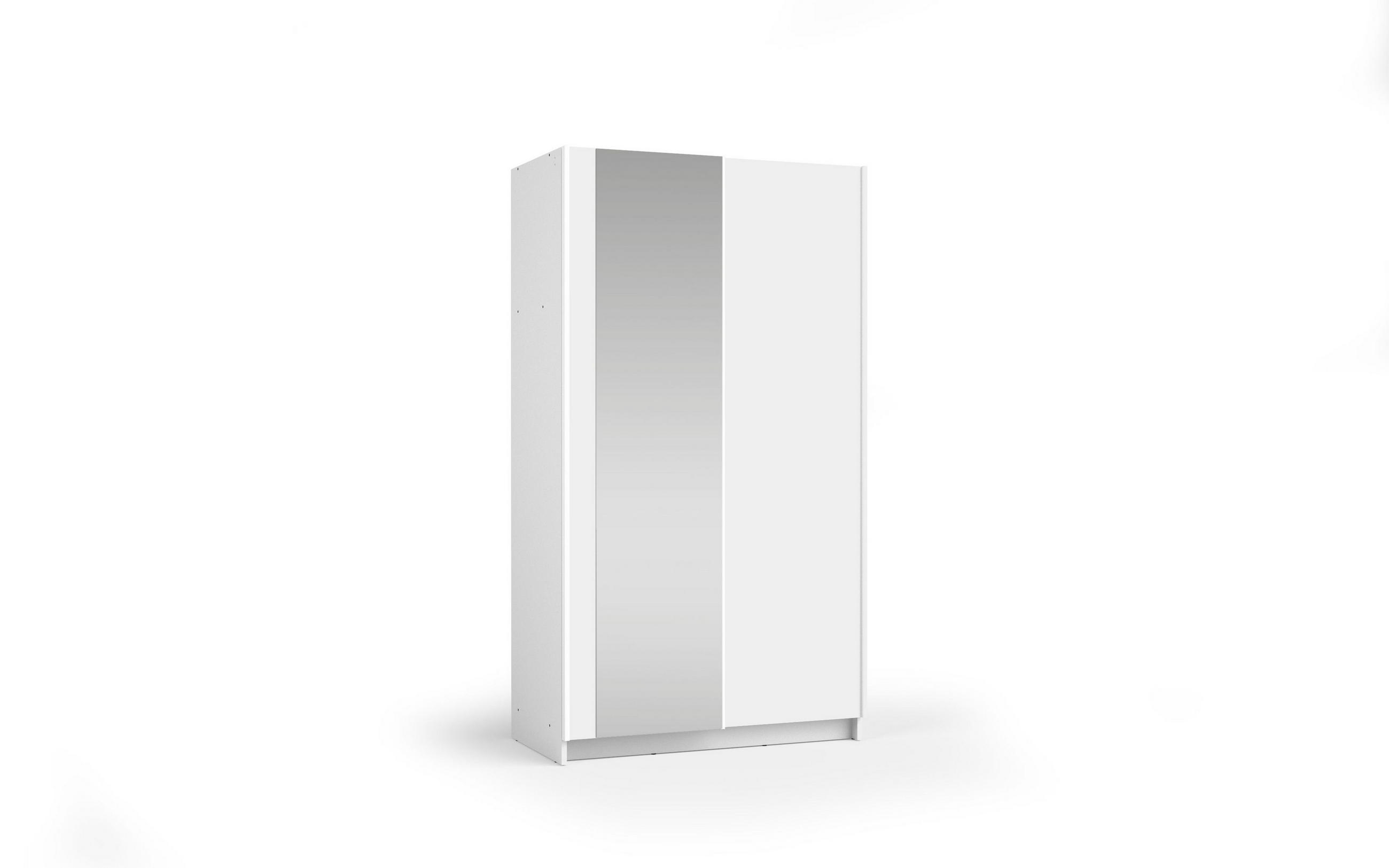 SCHWEBETÜRENSCHRANK CERON 100/182/54,6cm 2-türig mit Spiegel Weiß - Weiß, Holzwerkstoff (100/182/54.6cm) - MASSENO