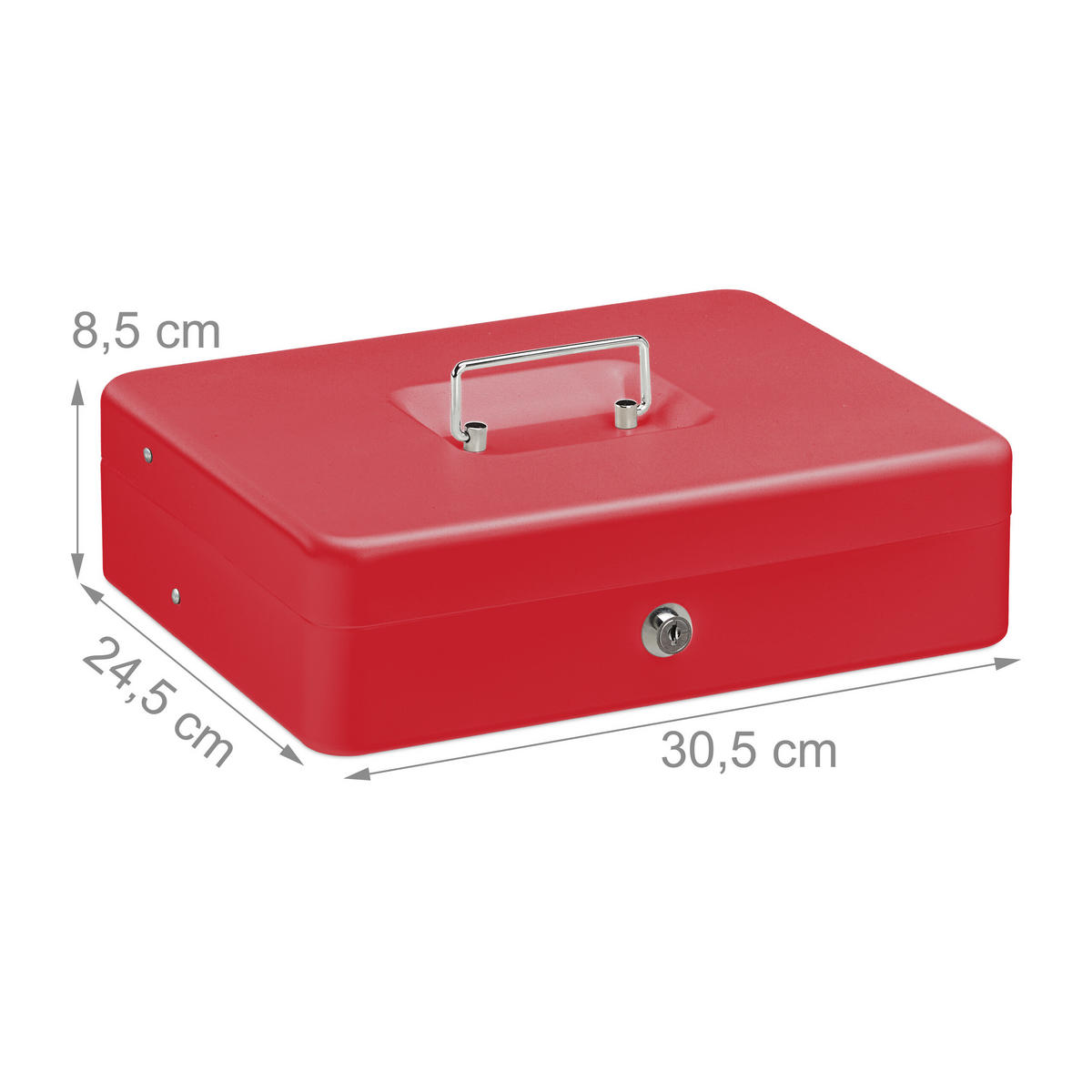 GELDKASSETTE - Rot, Kunststoff/Metall (30.5/8.5/24.5cm) - Relaxdays