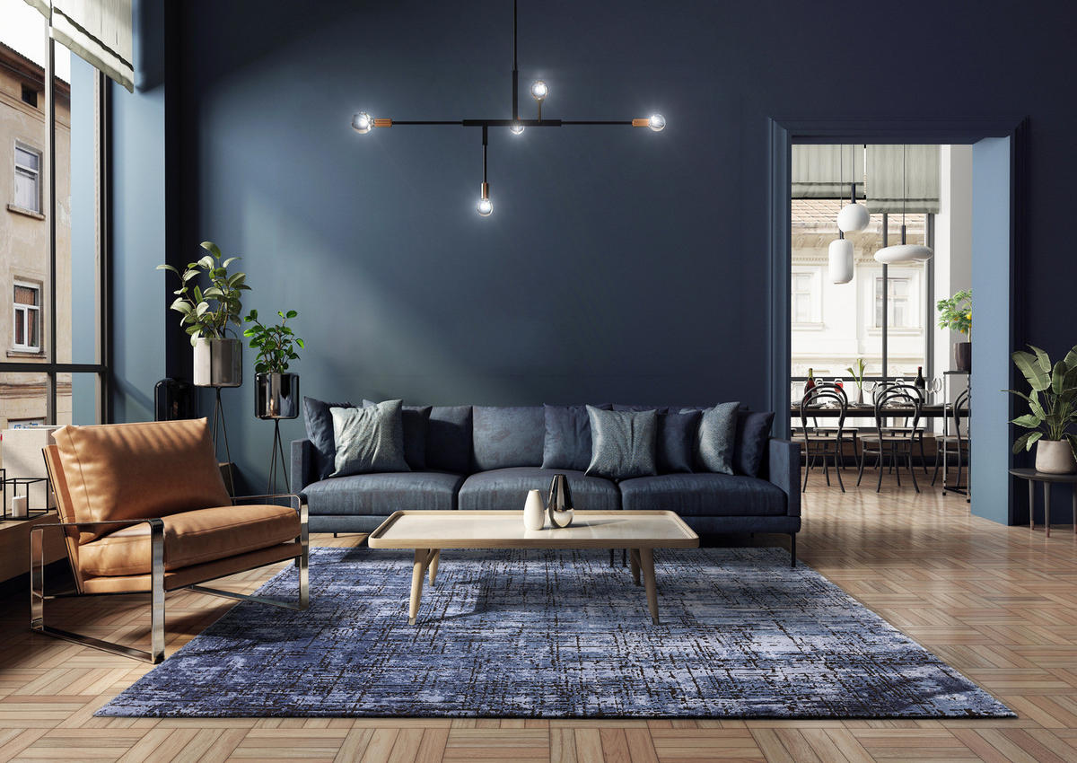TEPPICH Polypropylen velours abstrakt TIBER-Rom, Dunkelblau 120x170 cm - Dunkelblau, Textil (120/170cm) - KADIMA DESIGN