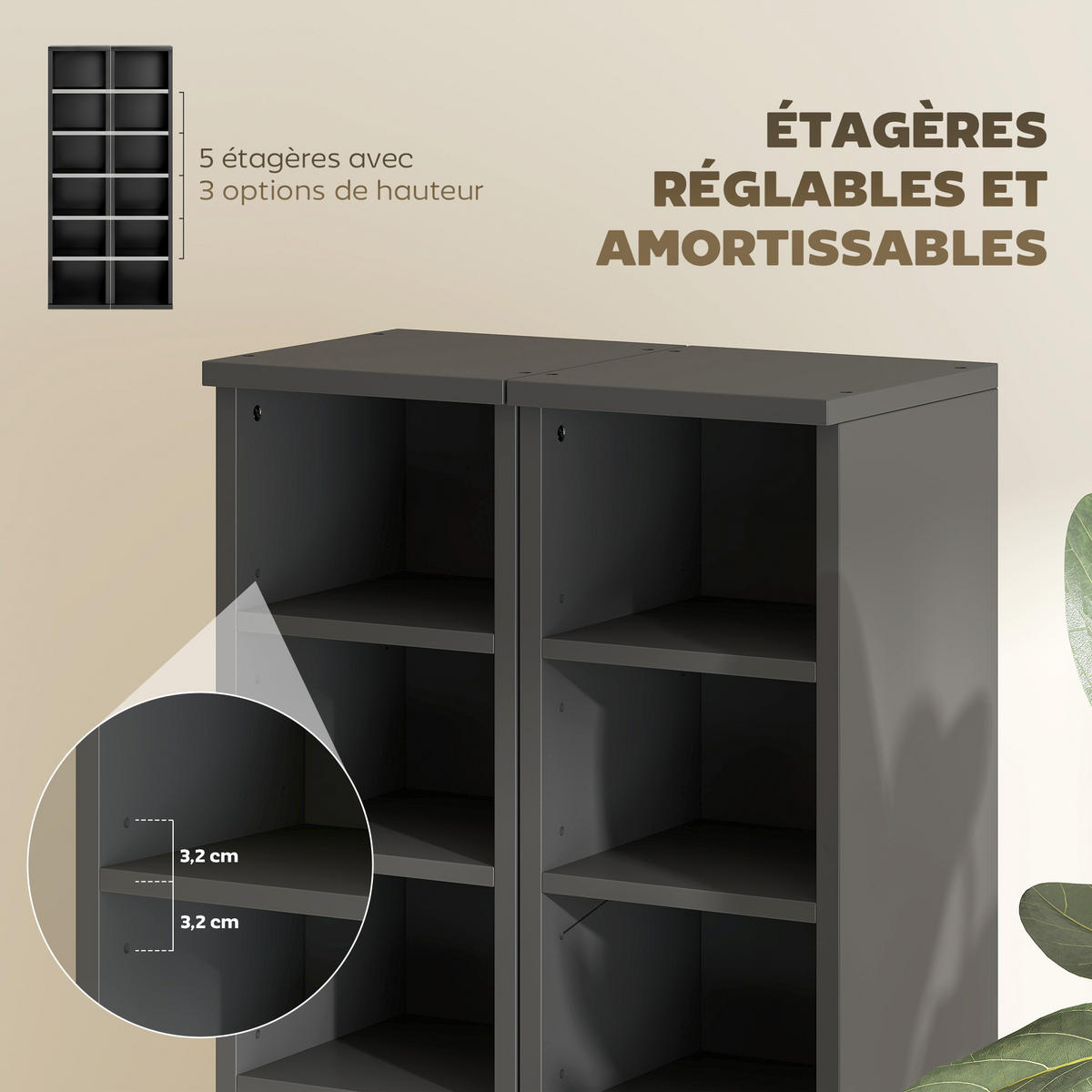 CD-REGAL 2er-Set DE-14511 12 Fächer für 204 CDs Schwarz - Schwarz, Holzwerkstoff (22.5/88.5/21cm) - ComfortXL