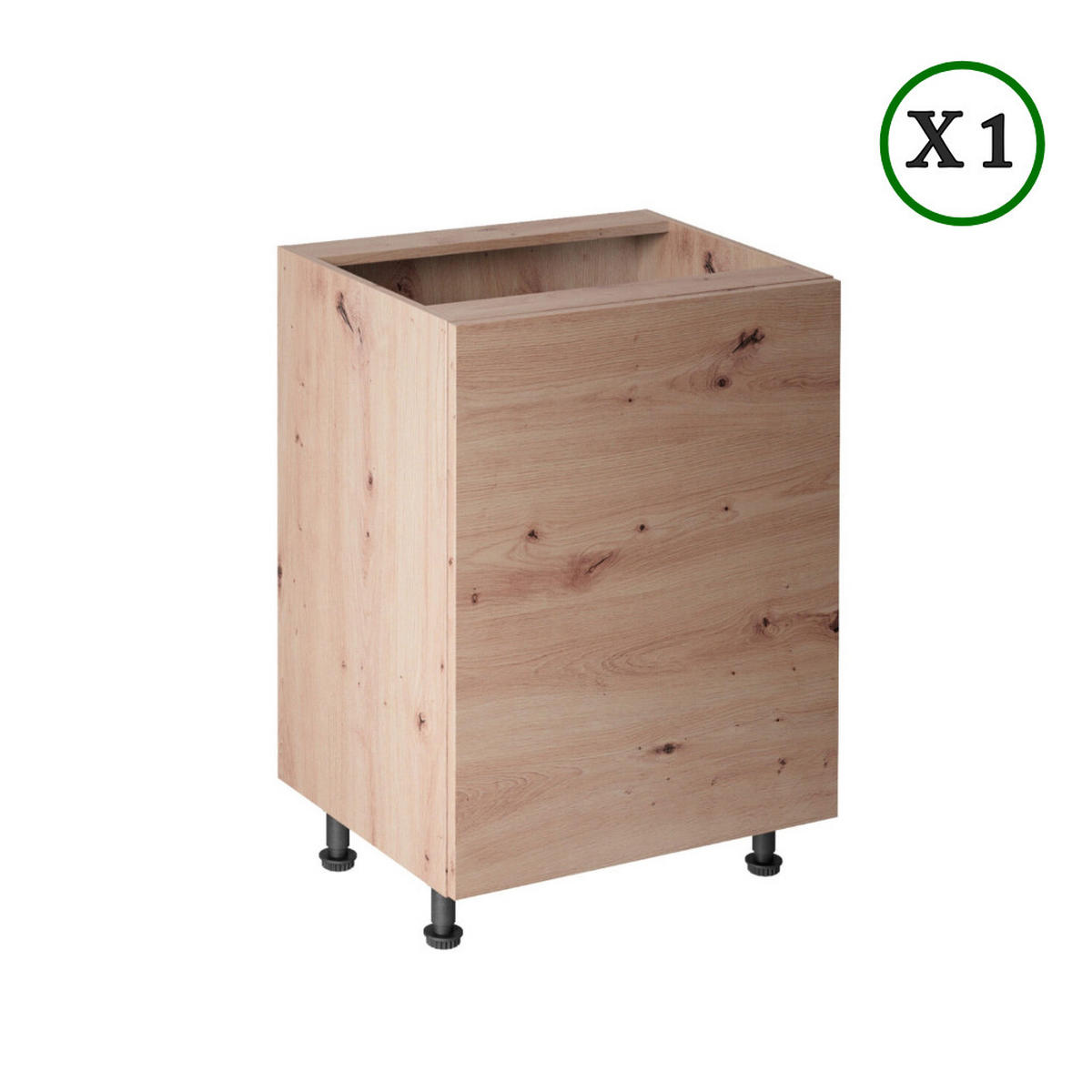 KÜCHENZEILE 260 cm - Langen K19-M260 - in Artisan Eiche - Schwarz/Eiche Artisan, Holz/Holzwerkstoff (260/210/47cm)