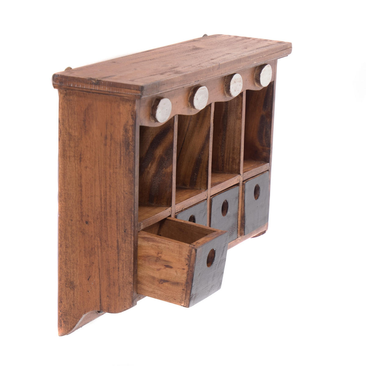 WANDREGAL Luna Mahagoni Holz, mit 4 Schubladen und 3Haken naturfarben-schwarz - Naturfarben, Holz (60/43/16cm) - DESIGN DELIGHTS