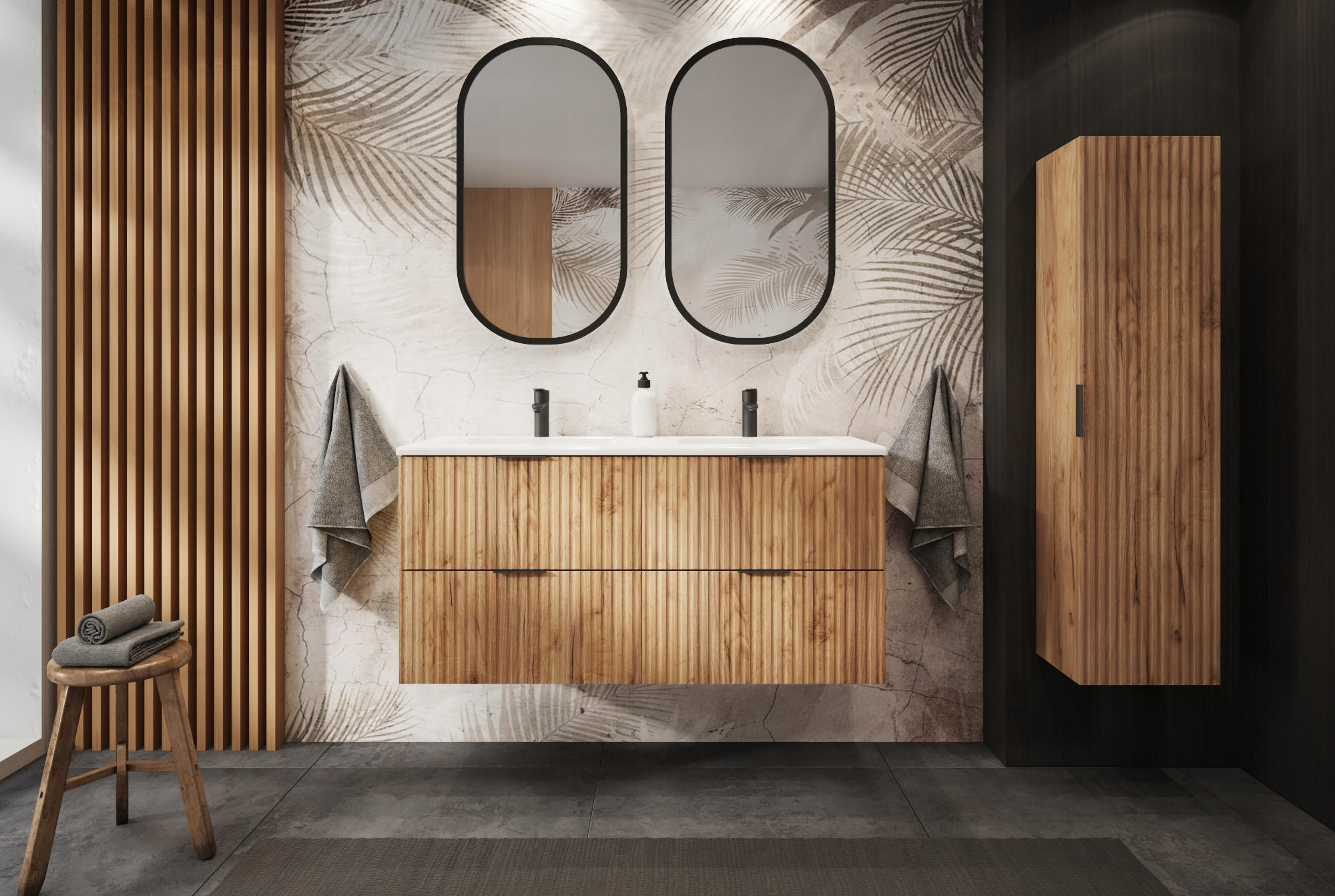 Rodan WASCHBECKUNTERSCHRANK Schwarz 120cm × 46cm × 57cm