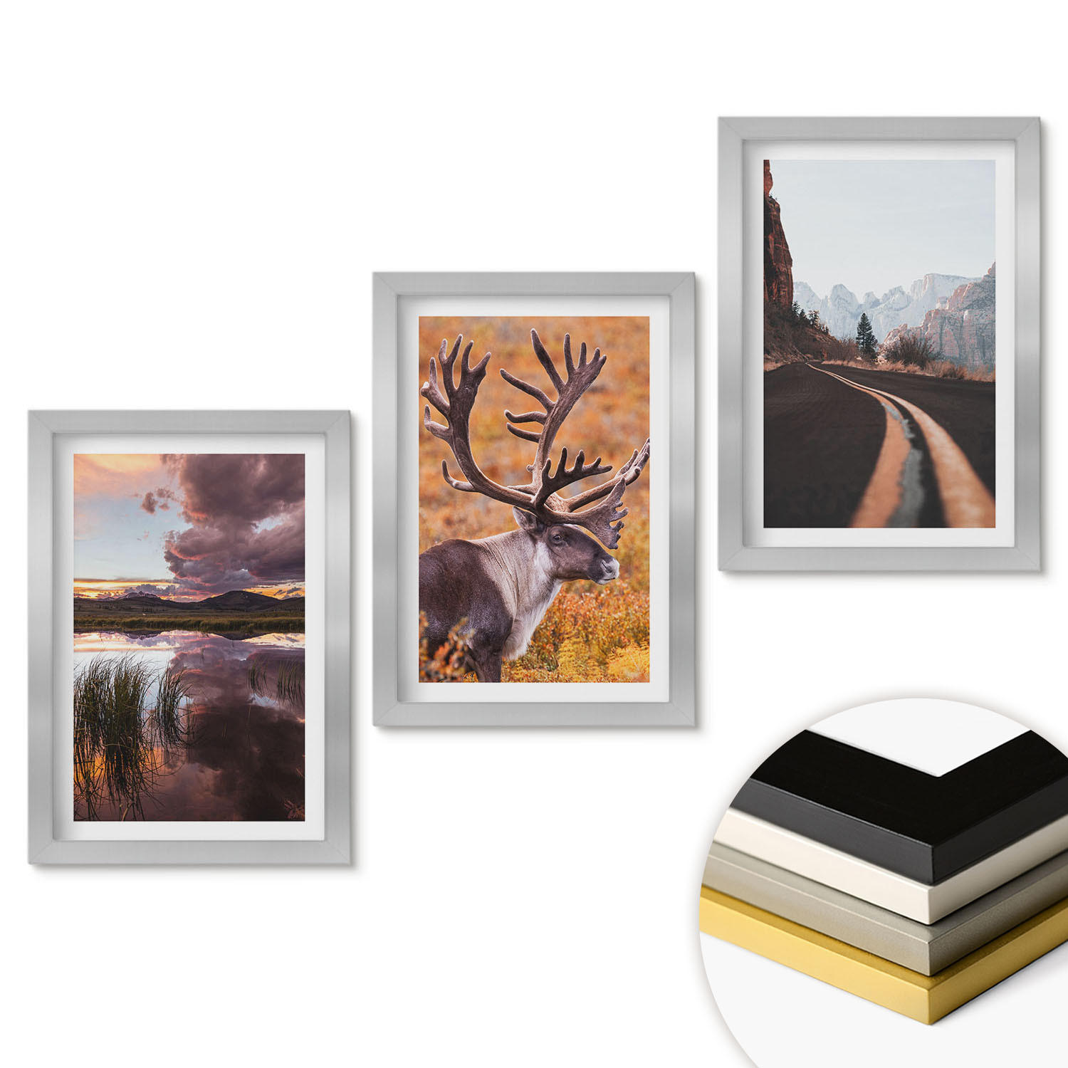 ArtPrintCave Wandbilder Silber 20x30 cm