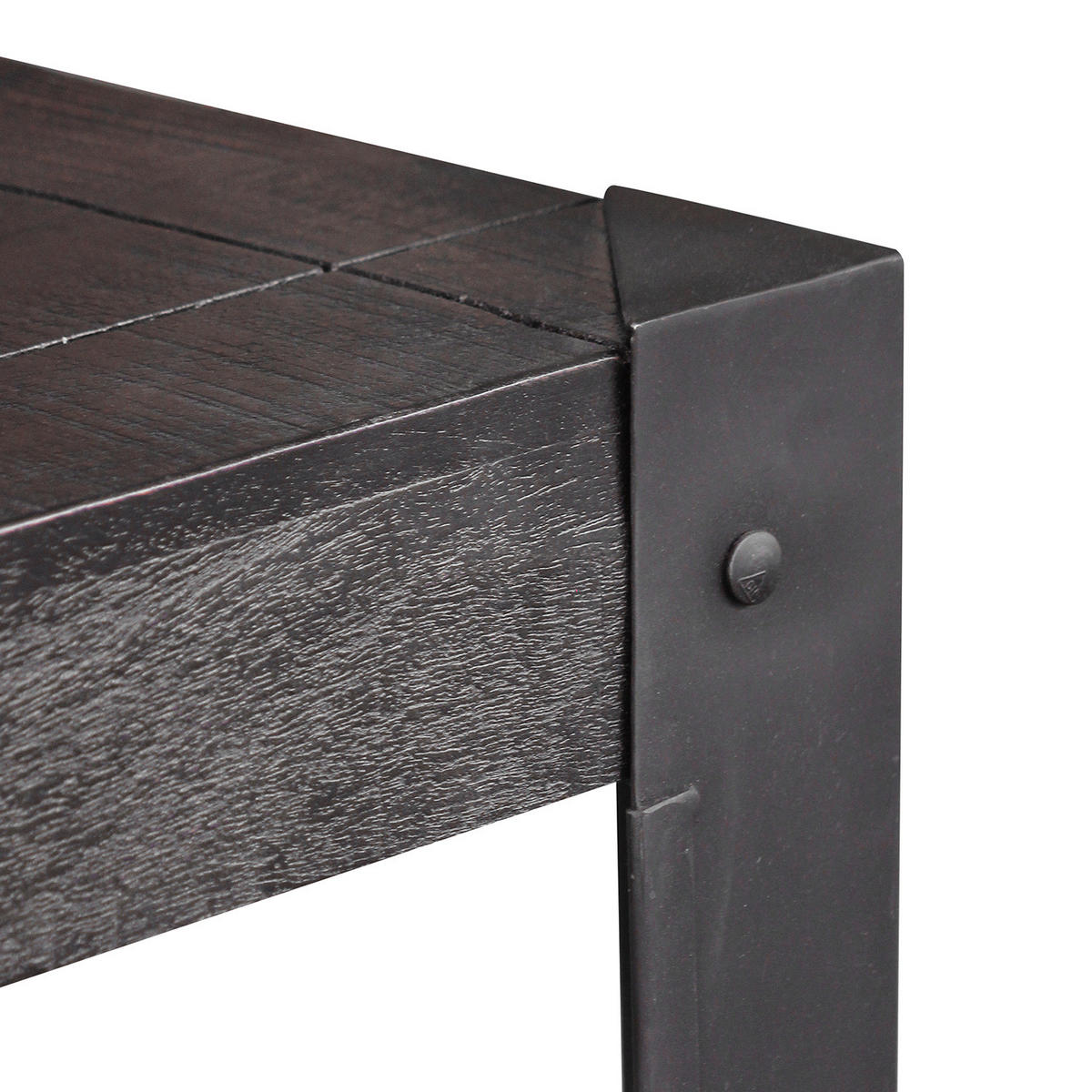 ESSTISCH - Mango massiv - Schwarz, Holz/Metall (90/90/76cm) - home24