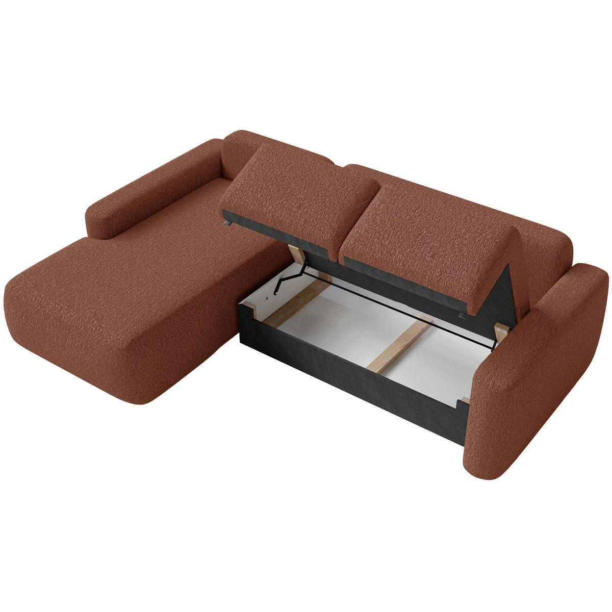 ECKSOFA Carnos Mini Kupfer Chenille - Schwarz/Kupferfarben, Kunststoff/Textil (238/164cm) - Selsey