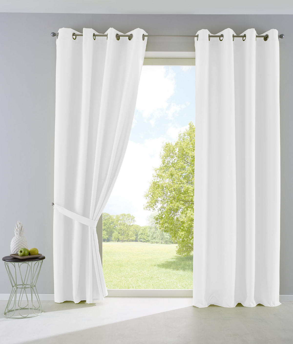 VORHANG 2ER SET PALERMO HxB 225x140 cm Weiß - Weiß, Textil (140/225cm) - Gardinenbox