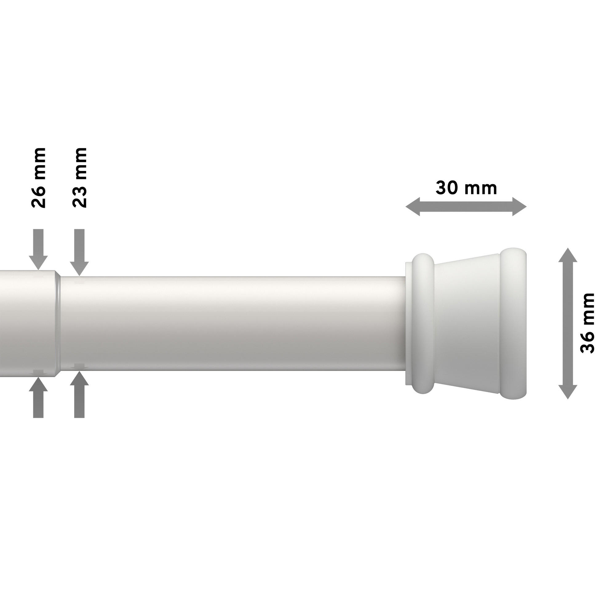 SPANNSTANGE / DUSCHVORHANGSTANGE Tensofix 80-130 cm, 26 / 23 mm Ø Weiß - Weiß, Kunststoff/Metall (130cm) - INTERDECO