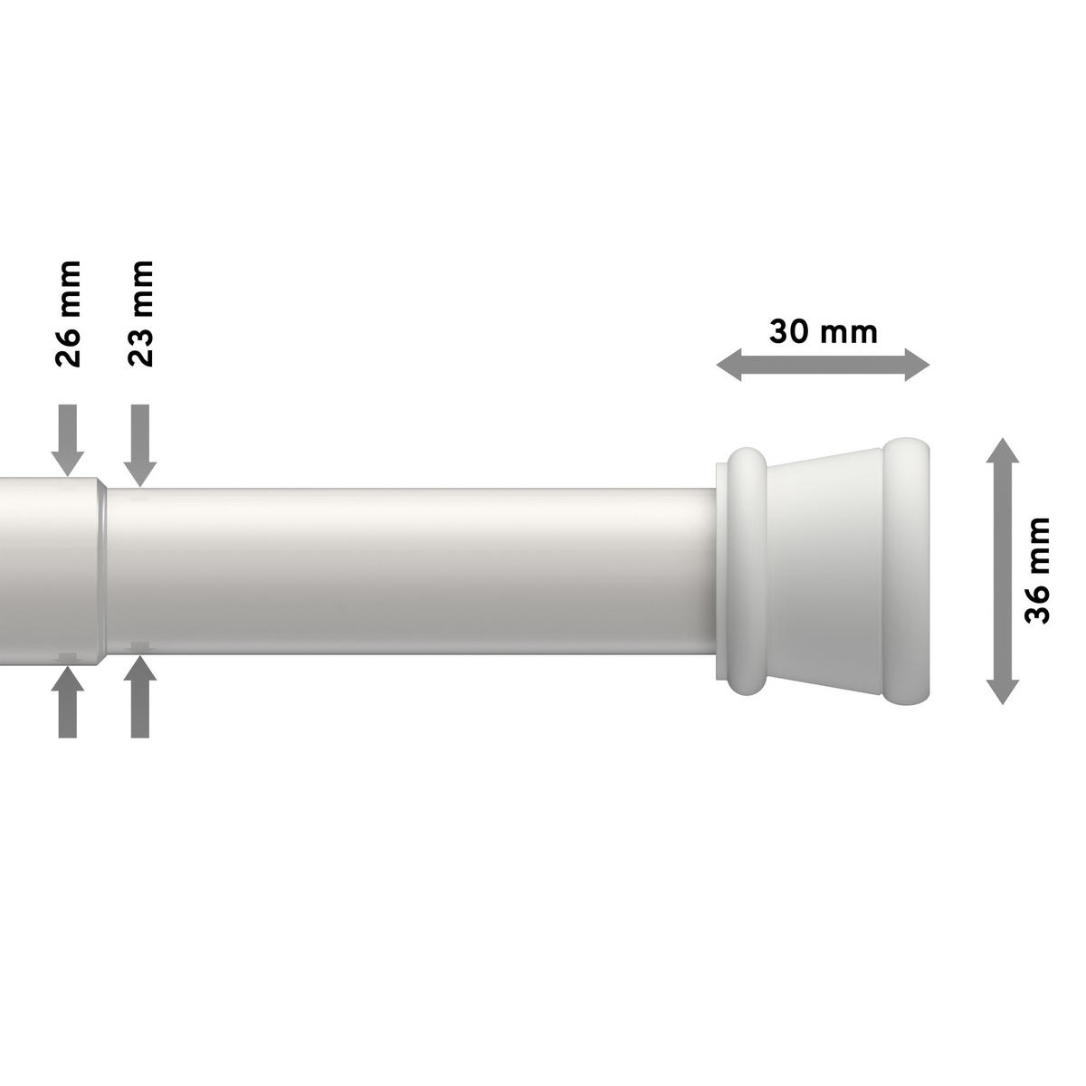SPANNSTANGE/DUSCHVORHANGSTANGE Tensofix 80-130 cm, 26/23 mm Ø Weiß - Weiß, Kunststoff/Metall (130cm) - INTERDECO