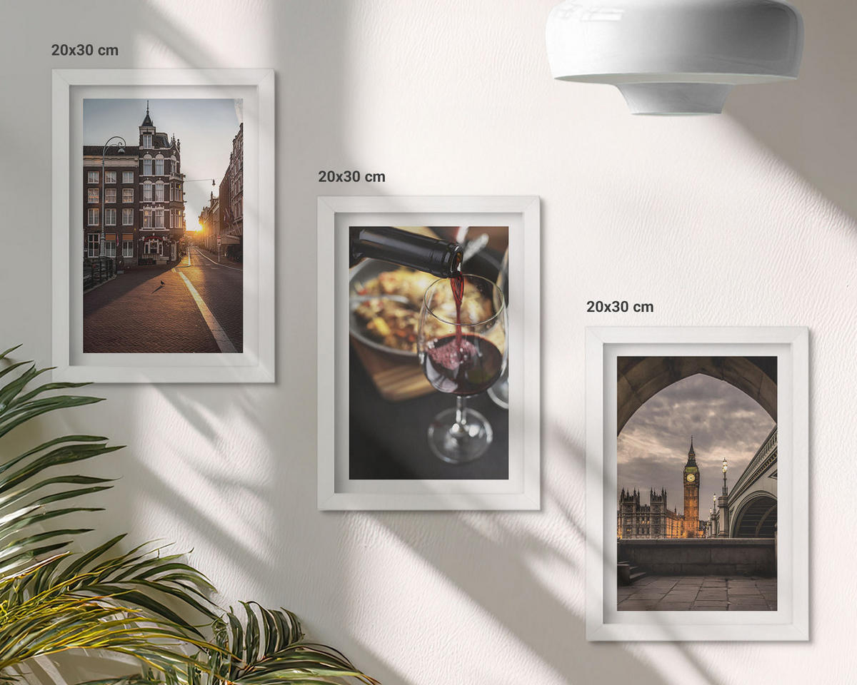WANDBILDER 3er-Set - 20x30 cm Weißer Rahmen - Bilder von Essen in der Stadt London - Weiß, Kunststoff (20/30cm) - ArtPrintCave