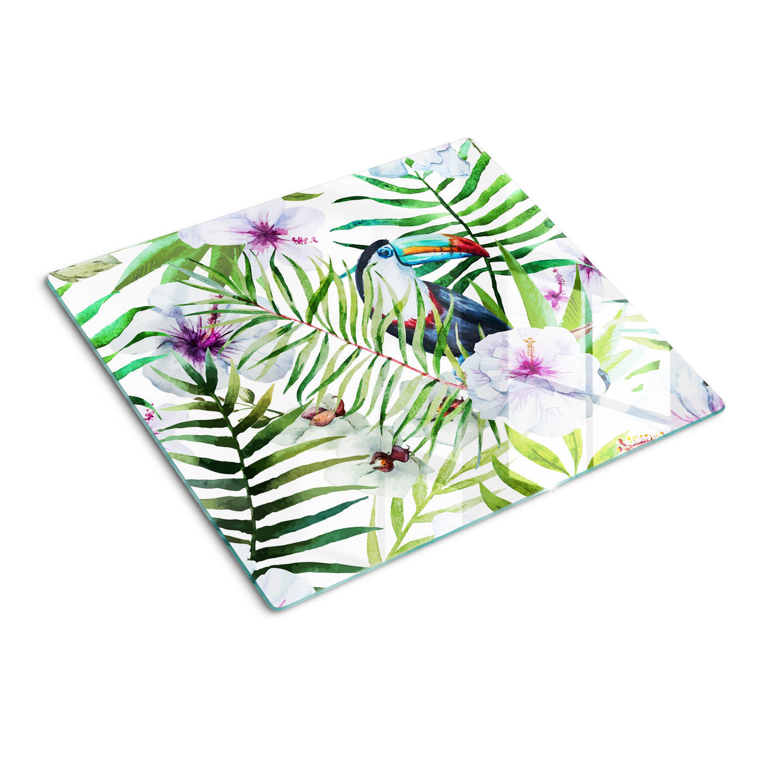 GLASPLATTE 60x52 cm Tropischer Tukan - Dunkelgrau/Schwarz, Glas (60/0.4/52cm) - TULUP