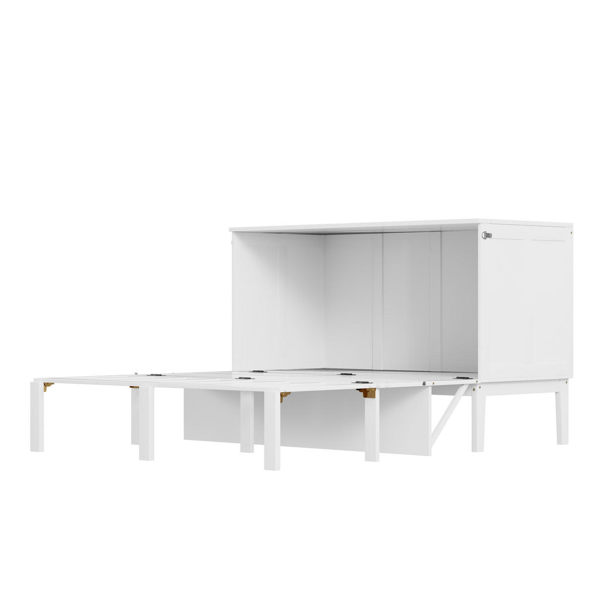 SCHRANKBETT 140/200 cm DE-01242, in Weiß, mit Lattenrost und Klappmechanismus - Weiß, Holz (140/200cm) - ComfortXL