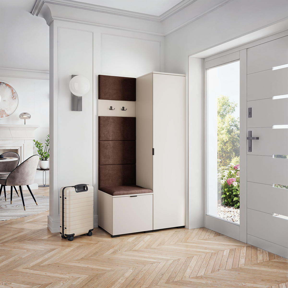 GARDEROBENSCHRANK LORI 95/181/51 cm Modern Garderobe-Set Kaschmir - Kaschmir/Braun, Holzwerkstoff (95/181/51cm) - MASSENO