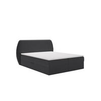 BOXBETT Bloom mit abgerundetem Kopfteil, Stoff Komodo Schwarz 120x200 cm - Schwarz, Holz (120/200cm) - Kaiser Möbel