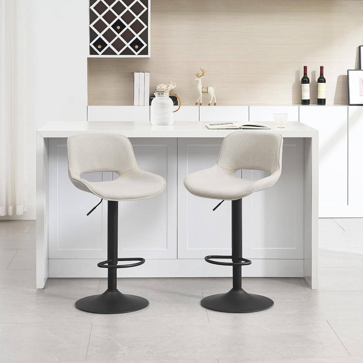 BARHOCKER höhenverstellbar, aus Metall - Beige, Textil/Metall (49/106/49cm) - Woltu