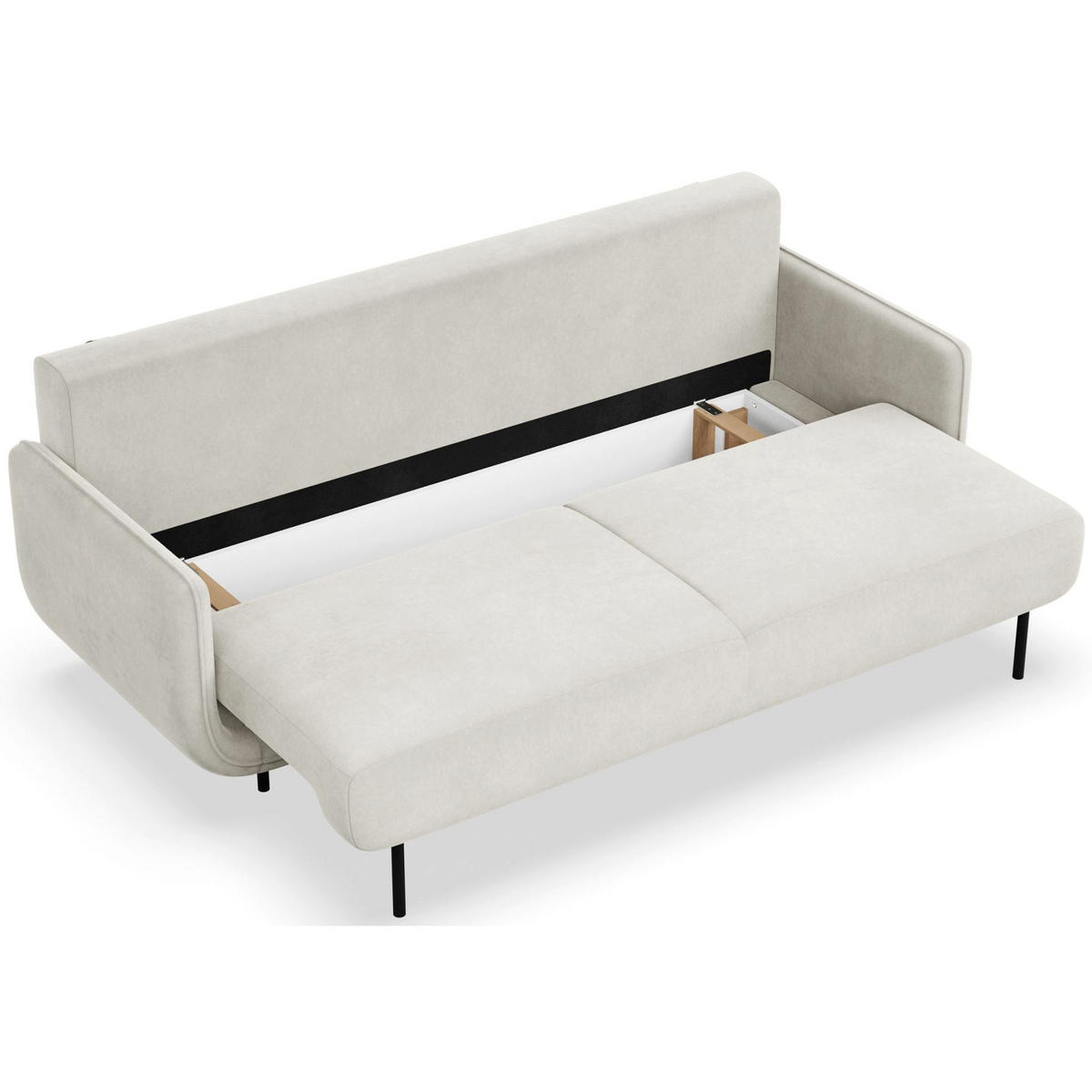 SCHLAFSOFA Ovals Creme - Creme/Schwarz, Textil/Metall (236/95/96cm) - Selsey