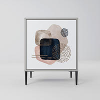 SIDEBOARD COLORFUL SHAPES, Grau, 57,5x42x72,5 cm, Schwarze Metallfüße - Multicolor/Schwarz, Holzwerkstoff/Metall (57.5/72.5/42cm) - SpaceRebels