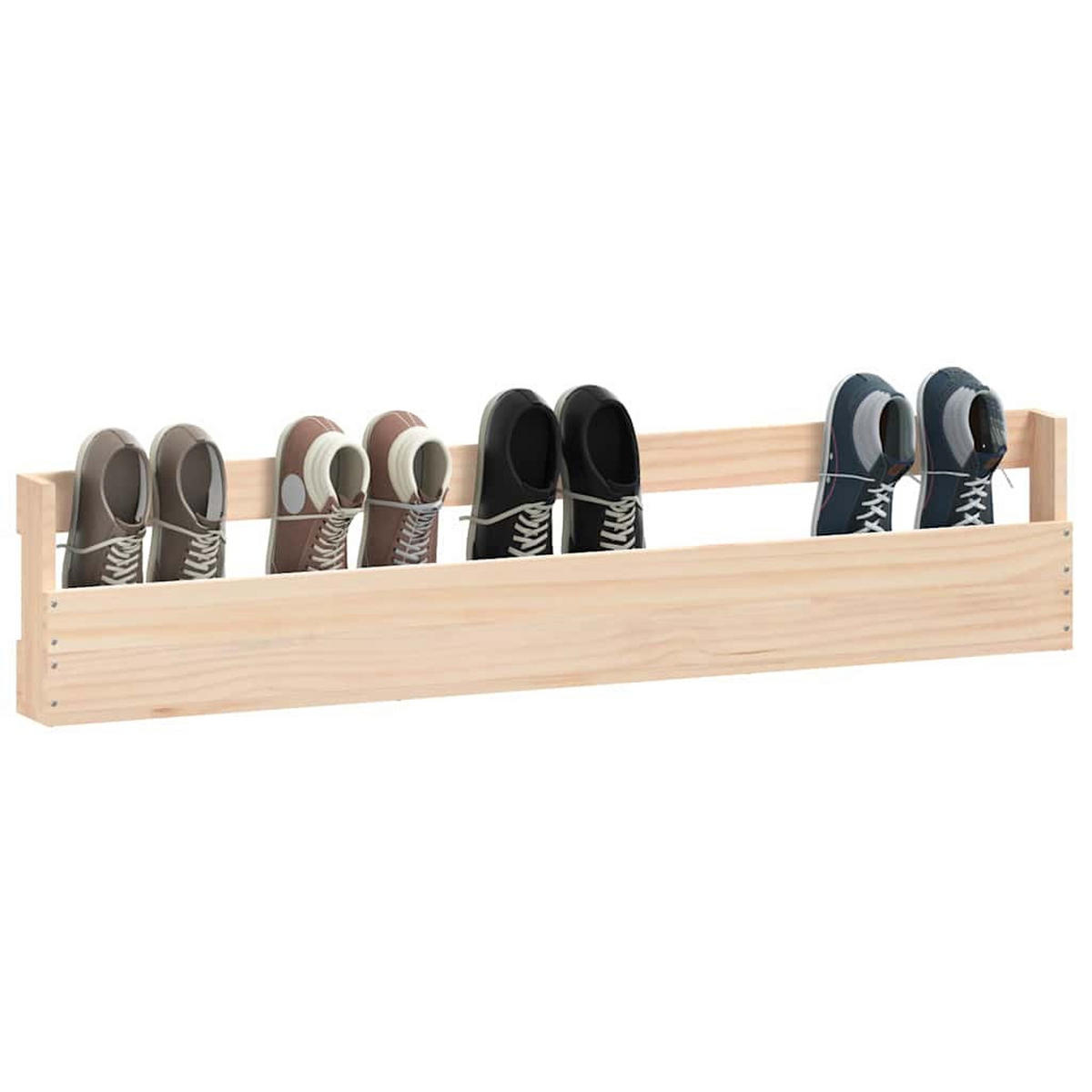 WAND-SCHUHREGALE 2 Stk. 110/9/23 Cm Massivholz Kiefer - Braun, Holz (110/23/9cm) - vidaXL