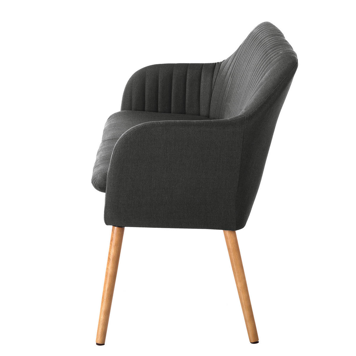 KÜCHENSOFA - Webstoff / Massivholz Eiche - Dunkelgrau, Eichenholz/Holz (130/85/62cm) - home24