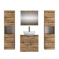 BADMÖBEL-SET LUMIRE LOFT IV Wotan Eiche mit Spiegel - Braun, Holzwerkstoff (60/52/46cm) - Lookway