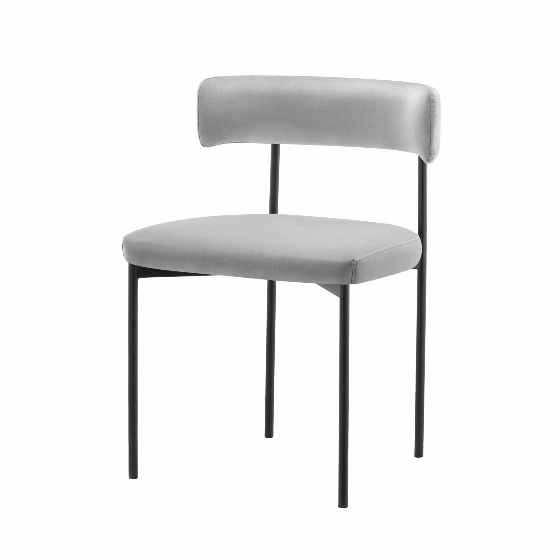 POLSTERSTUHL Loanny Samt Grau - Schwarz/Grau, Textil/Metall (54/53/78cm) - Selsey