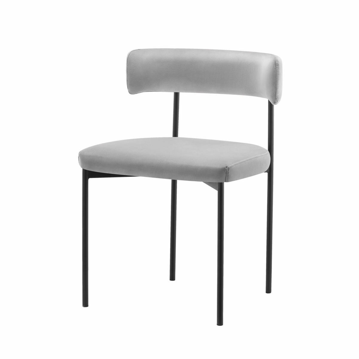 POLSTERSTUHL Loanny Samt Grau - Schwarz/Grau, Textil/Metall (54/53/78cm) - Selsey