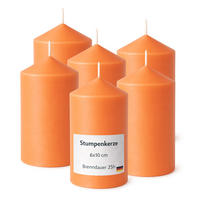 STUMPENKERZEN (6er Pack) Ø6cm x 10cm - Ocker - Dunkelorange, Naturmaterialien (10cm) - HS Candle