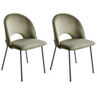 ÉTKEZŐSZÉK 2 darabos Szett Bársony zöld Covelo - fekete/zöld, textil (46/83/53cm) - Beliani