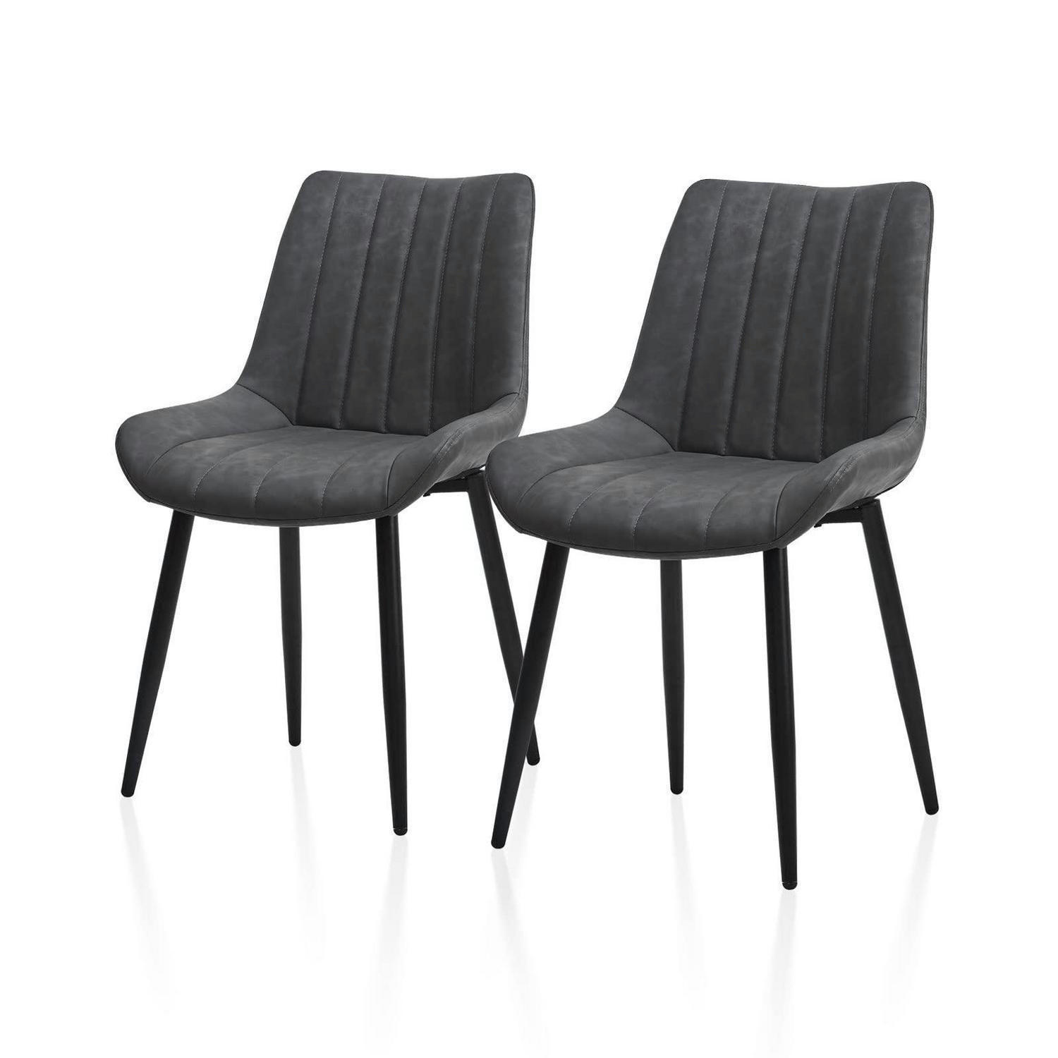 ESSZIMMERSTÜHLE 2er Set Kunstleder Grau, ergonomisch gepolstert - Grau, Kunststoff (53/89/45cm)