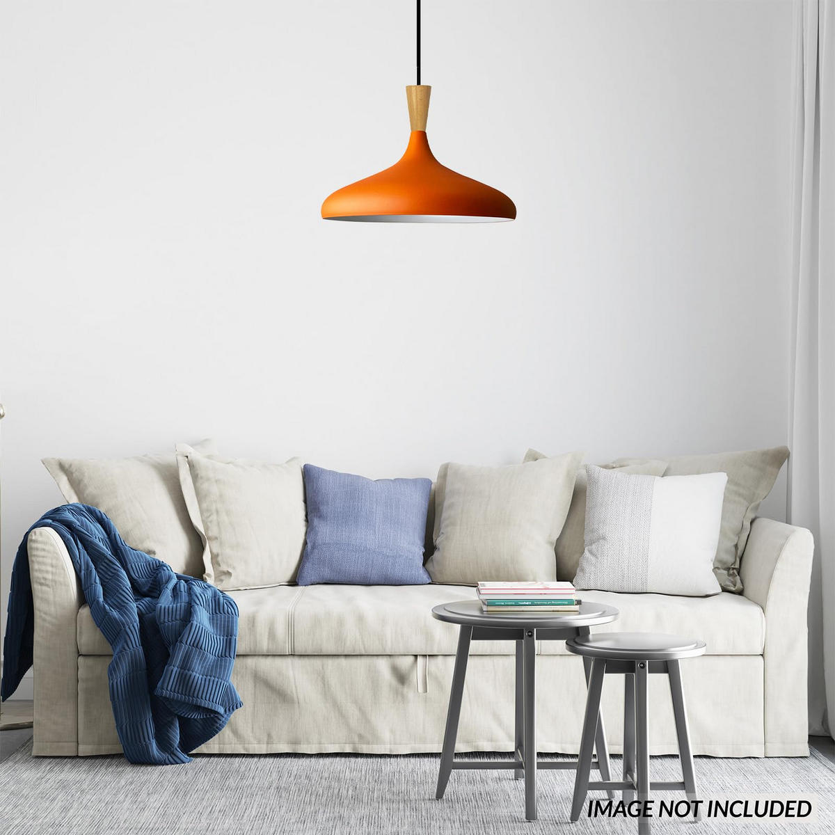 PENDELLEUCHTE Champion Holz 35/30 cm - Orange, Metall (30/35/140cm) - Bamyum