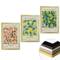 WANDBILDER 3er Set - 40x60 cm Goldrahmen - Fruchtige Zitrusblütenmuster - Goldfarben, Kunststoff (40/60cm) - ArtPrintCave