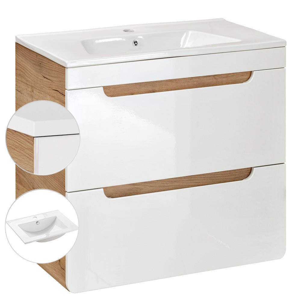 WASCHTISCH Luton-56 - Weiß, Holzwerkstoff (61/61/46cm) - Lomado