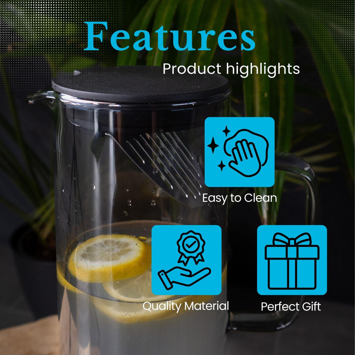 KARAFFE 1.4 Liter - Grau, Glas (1.7L) - Intirilife