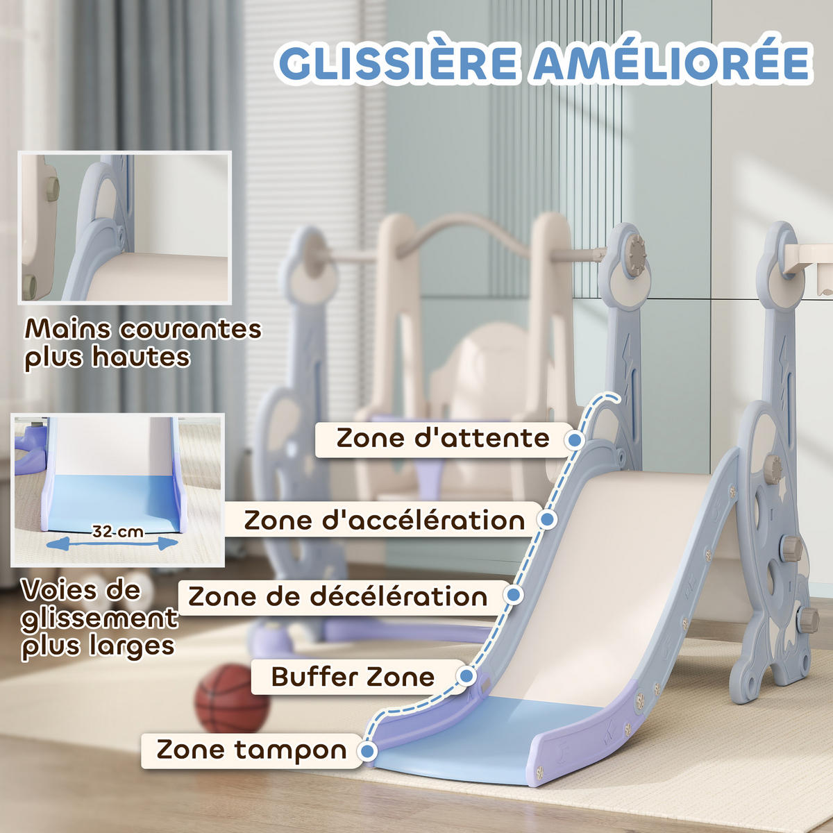 KINDERRUTSCHE DE-17978 Hellblau - Hellblau, Kunststoff (160/107/147.5cm) - ComfortXL